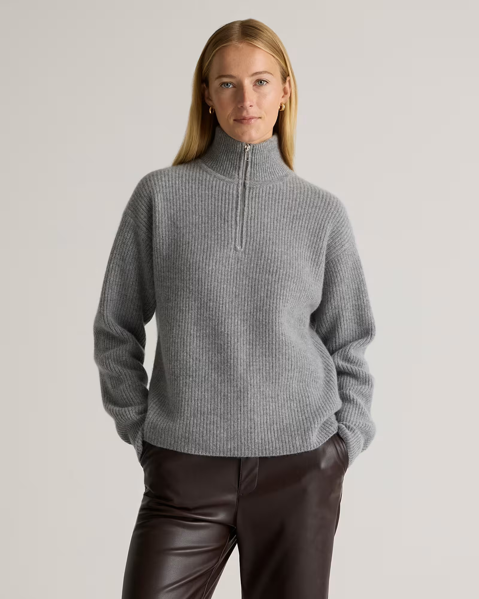 Mongolian Cashmere Fisherman Quarter Zip Sweater | Quince