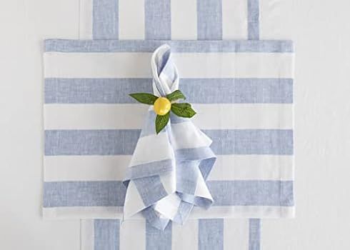 Solino Home Linen Stripe Dinner Napkins – Sky Blue and White Set of 4, 20 x 20 Inch, Cabana Stripe L | Amazon (US)