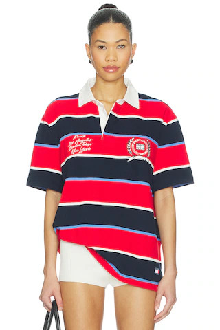 Tommy Jeans Relaxed Bold Stripe Rugby in Rapid Red Stripe from Revolve.com | Revolve Clothing (Global)