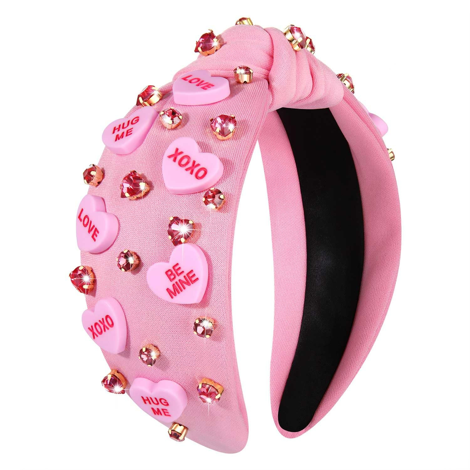 YAHPERN Valentine’s Day Headband for Women Red Pink Heart Knotted Headband Jeweled Rhinestone C... | Amazon (US)