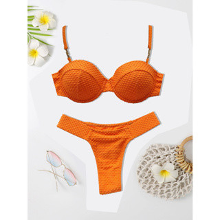 RWX vest Biquíni Texturizado Detalhe de Corrente Dourada na Alça XX64/XX76 | Shopee (BR)