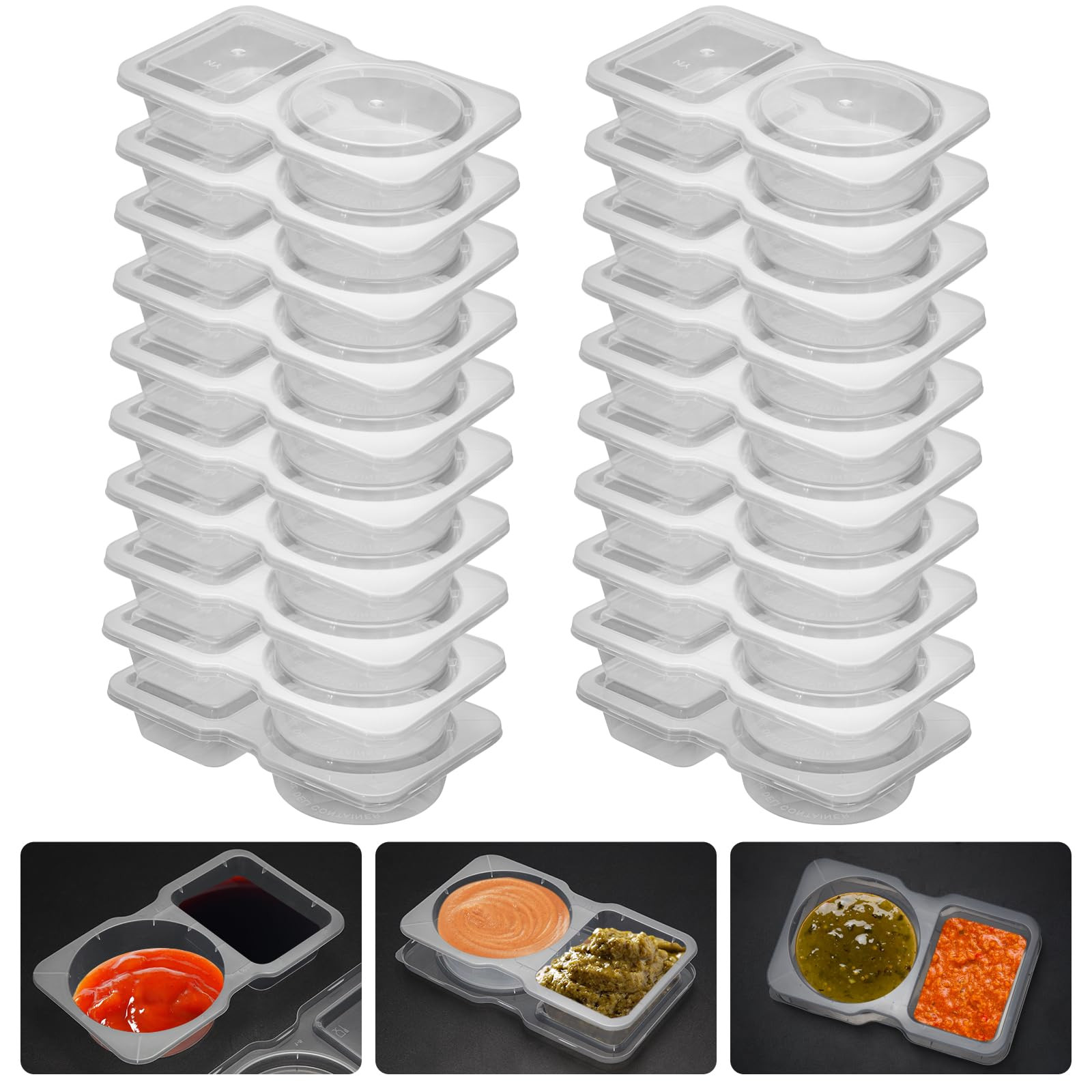 20 Set Reusable Snack Containers, 2-Compartment Dipping Containers with Lid for Refrigeration, Po... | Amazon (US)