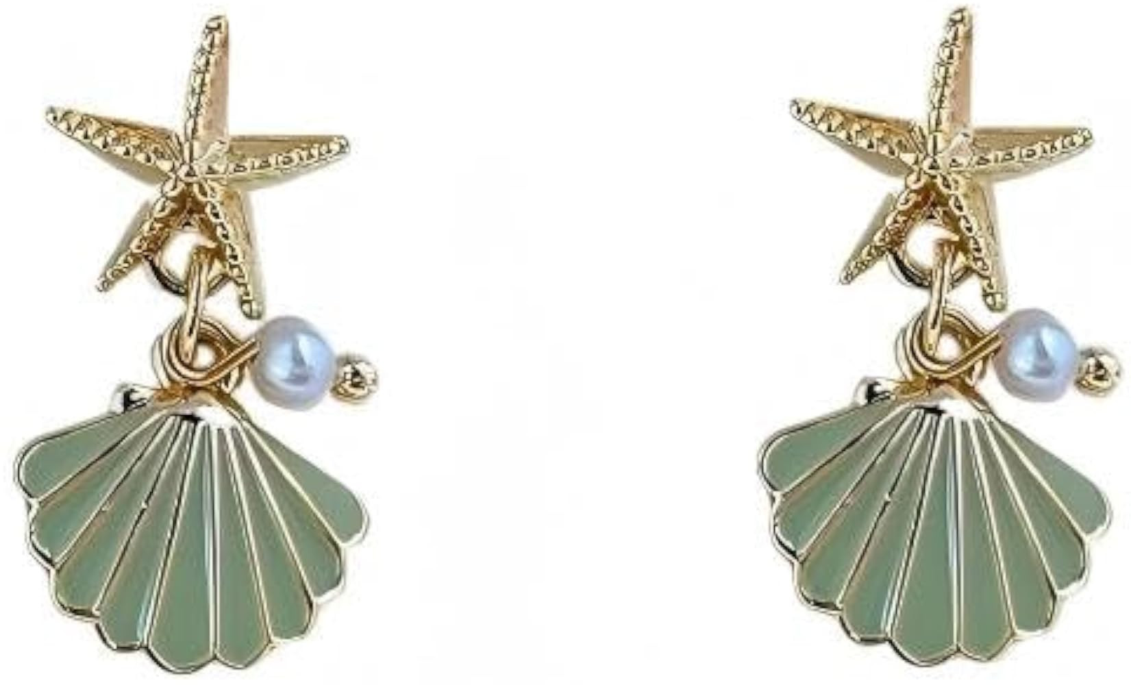 Tiny Starfish Shell Earrings Natural Freshwater Pearl Seashell Dangle Earrings for Women Gold Pla... | Amazon (US)