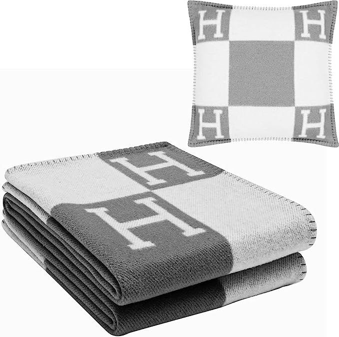 Ultra Luxurious Warm and Cozy for All Seasons Fleece H Blanket Throw and H Pillow for Couch,Bed,B... | Amazon (US)