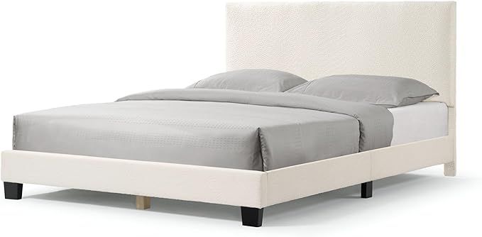 Furniture of America Vivienne Modern Boucle Fabric Queen Size Platform Bed with Adjustable Headbo... | Amazon (US)