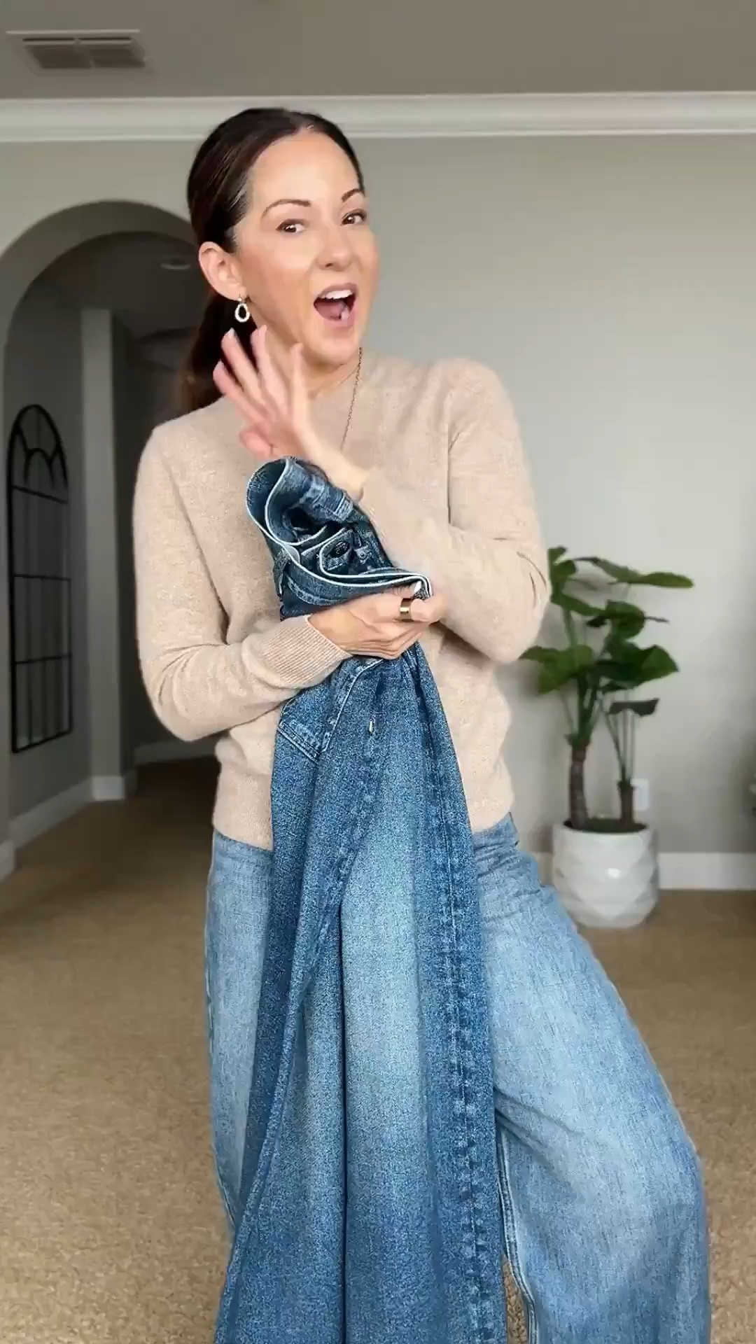 The viral sweatpants jeans! These are a 10 out of 10! They are the comfiest pants ever! For reference I’m 5’1” tall 109lbs. Go down a size. I ordered the size 23 regular length. I am typically a size 0/24 in most jeans. I will need to get these hemmed. These jeans are perfect for every day Mom life!

#LTKootd #LTKSeasonal #LTKPetite