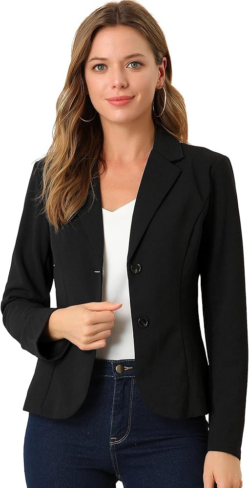 Allegra K Women's Work Office Blazer Stretch Lapel Collar Long Sleeve Jacket Suit Blazer | Amazon (US)