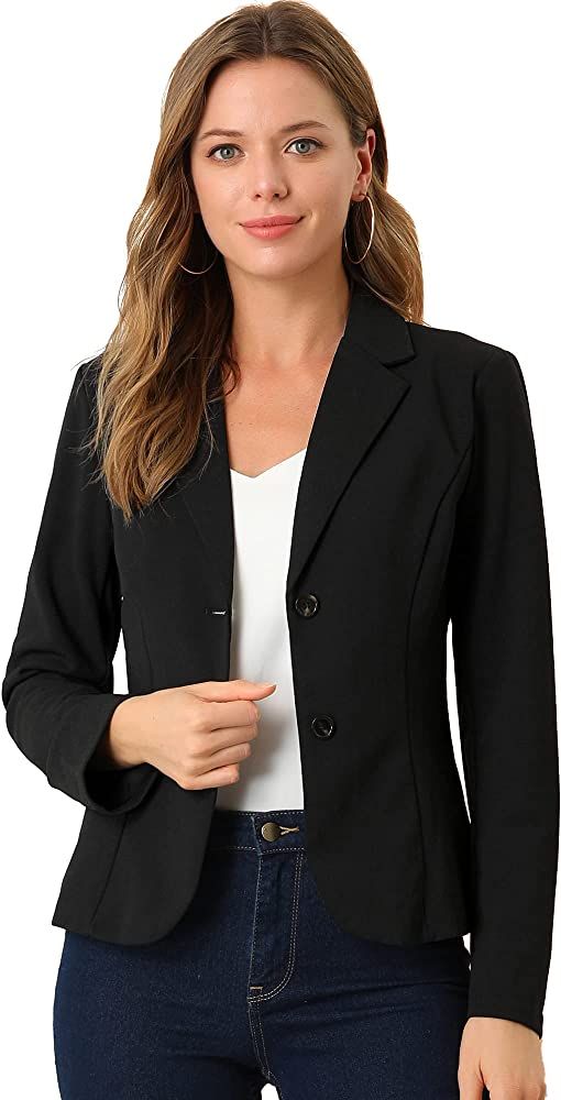 Allegra K Women's Work Office Lapel Collar Stretch Jacket Suit Blazer | Amazon (US)
