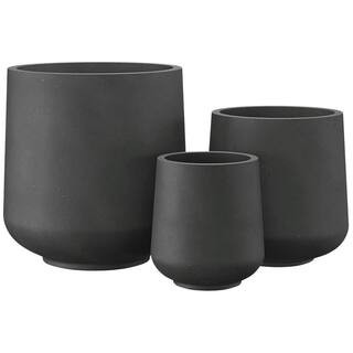 15.3 in. 11.6 in. and 8.2 in. W Weathered Concrete Round Planters (Set of 3), Lightweight, Seamless with Drainage Hole | The Home Depot
