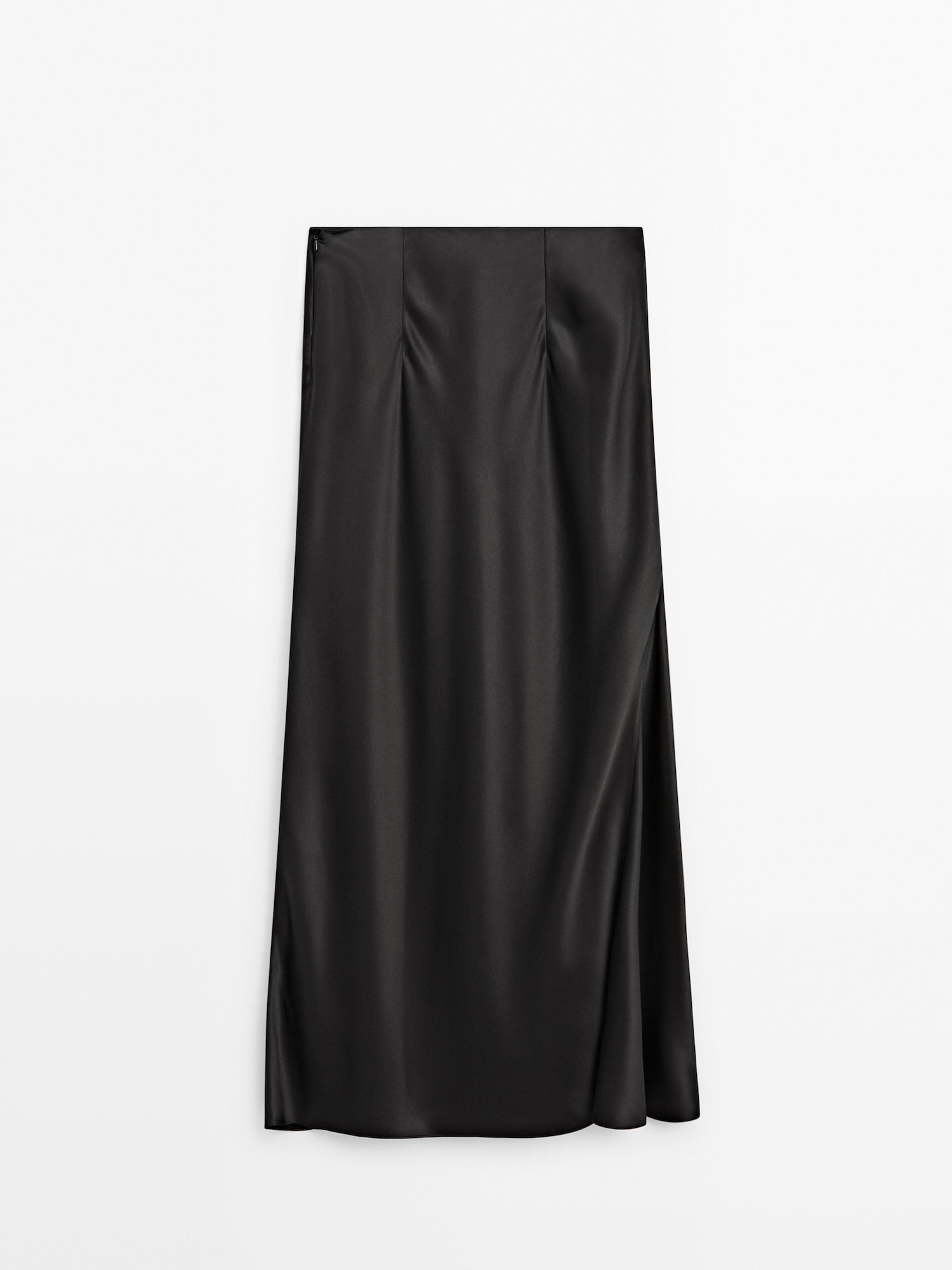 Long satin-finish silk skirt - Studio | Massimo Dutti US