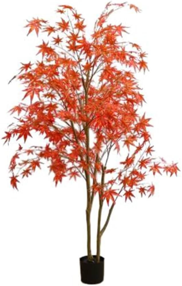 6 Ft Autumn Maple Artificial Fall Tree,Faux Fall Tree Red Maple Leaves Silk Maple Tree with Plant... | Amazon (US)