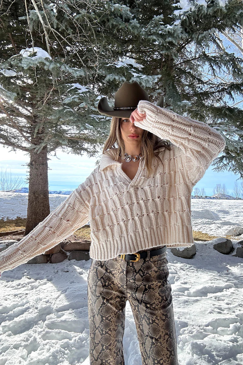 Riverstone Cream Cableknit Sweater | 12th Tribe