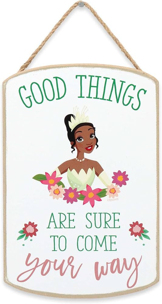 Open Road Brands Disney The Princess and The Frog Tiana Hanging Wood Wall Decor - Good Things are... | Amazon (US)