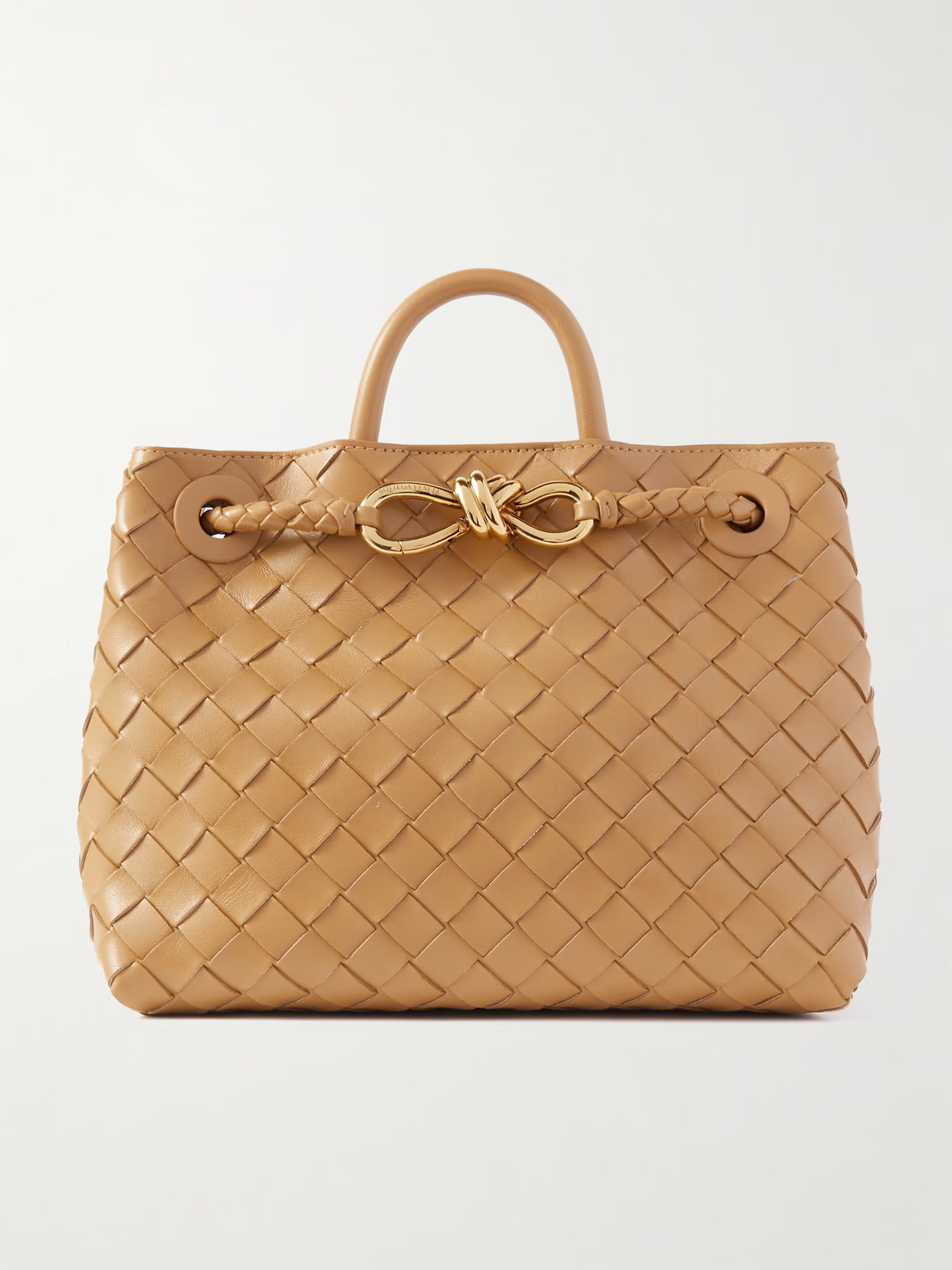 Bottega Veneta - Andiamo Small Embellished Intrecciato Leather Tote - Brown | NET-A-PORTER (US)