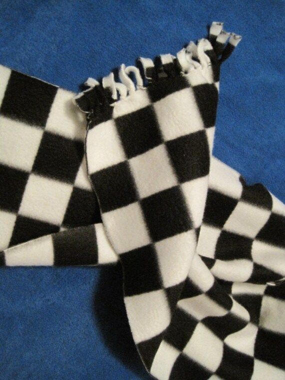 Black and White Checkered Squares Fleece Scarf | Etsy (US)