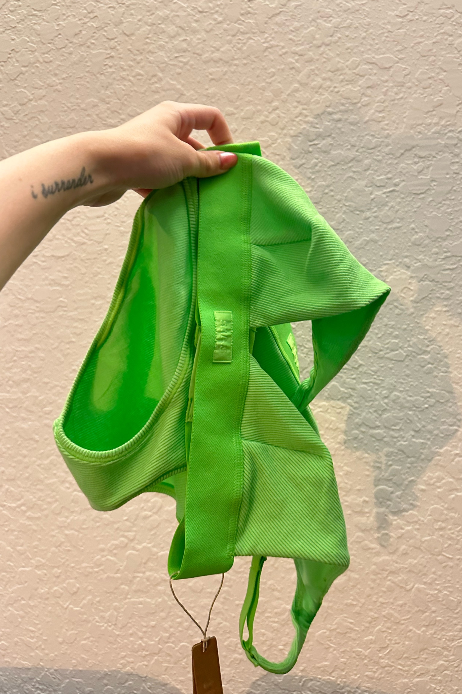 Skims Cotton Plunge Bralette In Neon Green