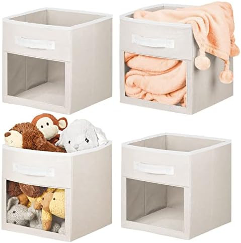 Amazon.com: mDesign Soft Fabric Closet Storage Organizer Cube with Front View Window Bin, Storage... | Amazon (US)
