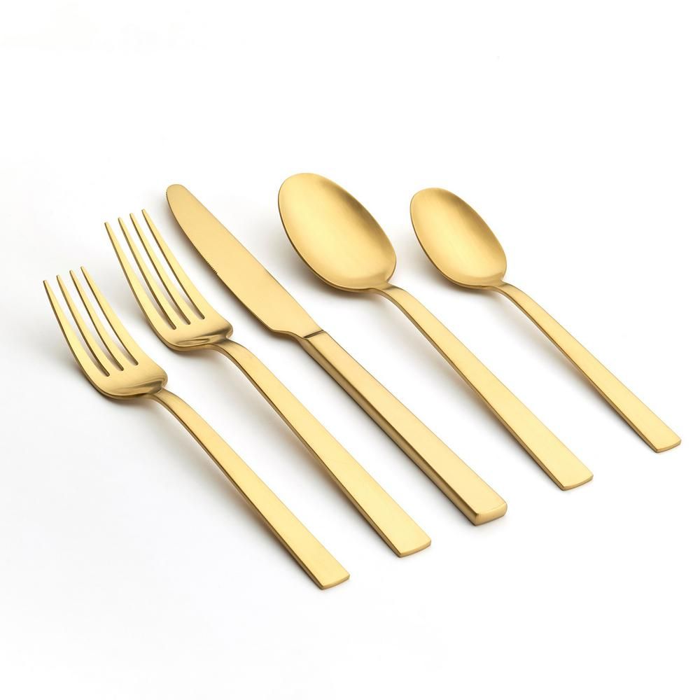 Ornative Tableware Emma 20-Piece Gold 18/0 Stainless Steel Flatware Set (Service for 4)-ORN-075-G... | The Home Depot