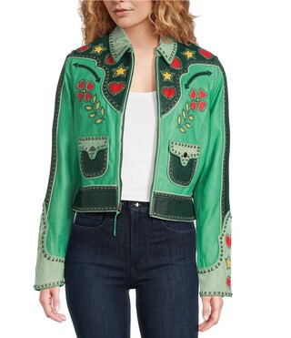 Double D Ranch Rangeland Romance & Rustlers Rosie Western Printed Open Front Long Sleeve Jacket |... | Dillard's