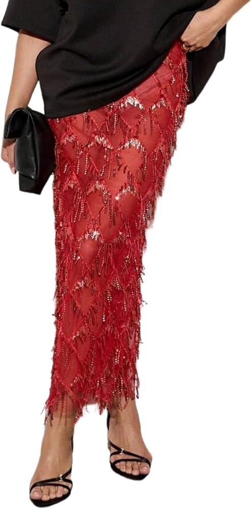 Unybwonn Women's Y2k Gothic Flowy Skirts Sequin Boho Floral Print Sheer Mesh Glitter Going Out Ou... | Amazon (US)