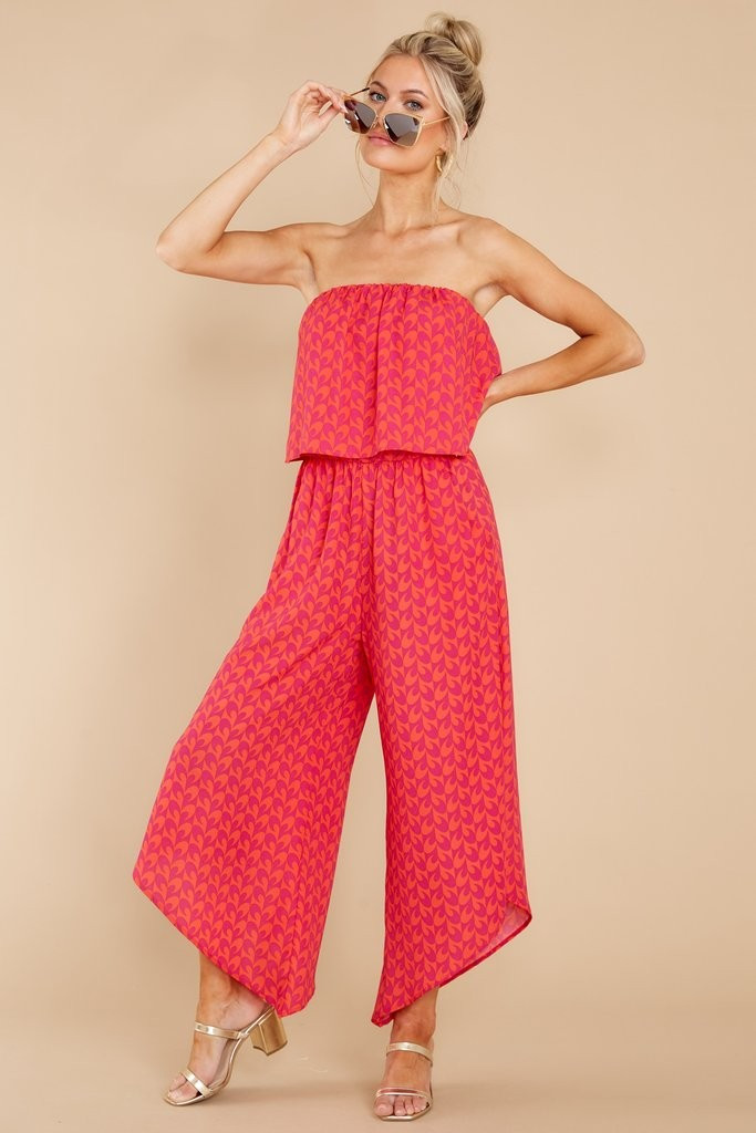 Hold On Forever Fuchsia Pink And Red Print Jumpsuit | Red Dress 
