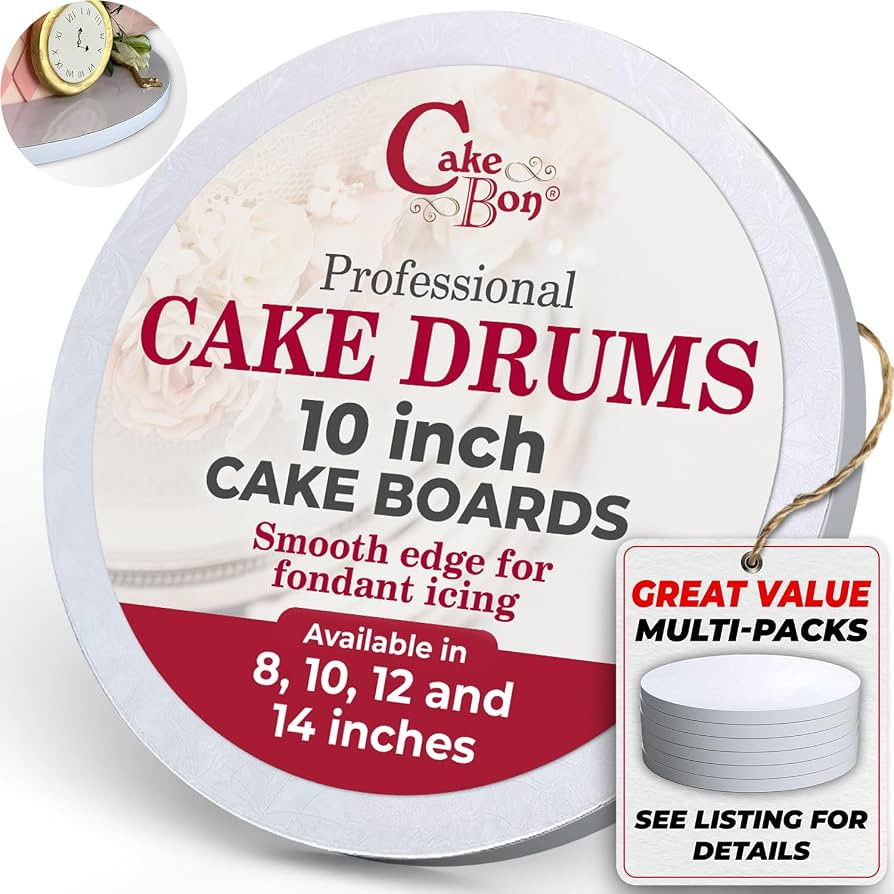 Cakebon Cake Boards - Sturdy 1/2 Thick Drums - 10 Inch (25 cm) Professional Smooth Straight Edges... | Amazon (CA)