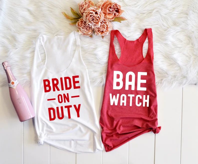 Bride on Duty Shirt, BAE Watch Shirt, Bachelorette Shirts, Bride Tanks, Nautical Bachelorette, Be... | Etsy (US)