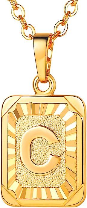 U7 Monogram Necklace A-Z 26 Letters Pendants 18K Gold/Platinum Plated Square Tiny Initial Necklac... | Amazon (US)