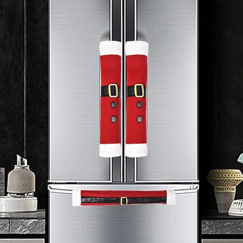 GISSTON Set of 3 Christmas Fridge Handle Covers, Christmas Kitchen Decorations for Refrigerator Microwave Oven Dishwasher Appliance Door Handle Holiday Decor | Amazon (US)