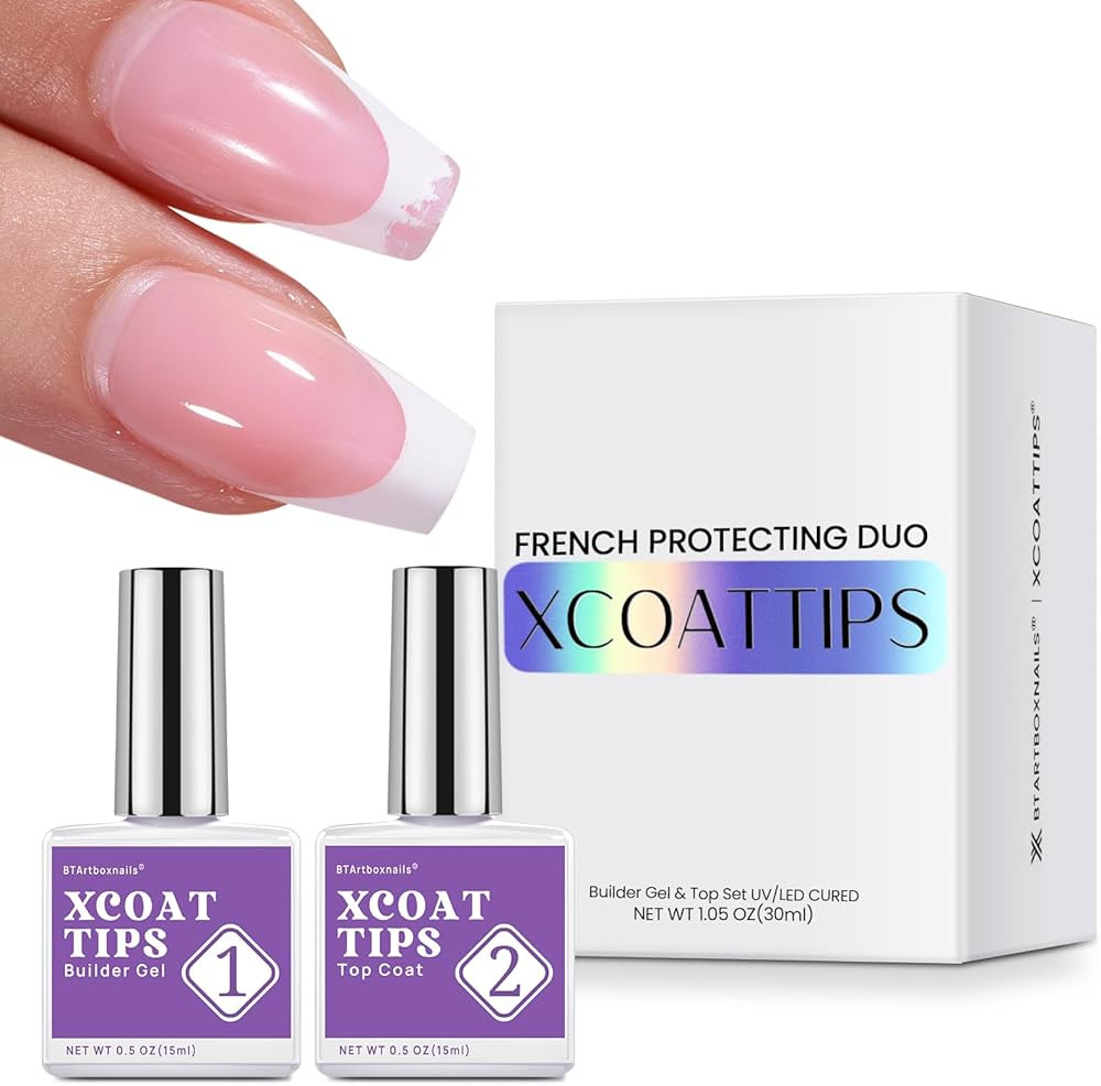 BTArtboxnails XCOATTIPS French Protecting DUO Builder Gel and Top Coat Set - Protect French Tips,... | Amazon (US)
