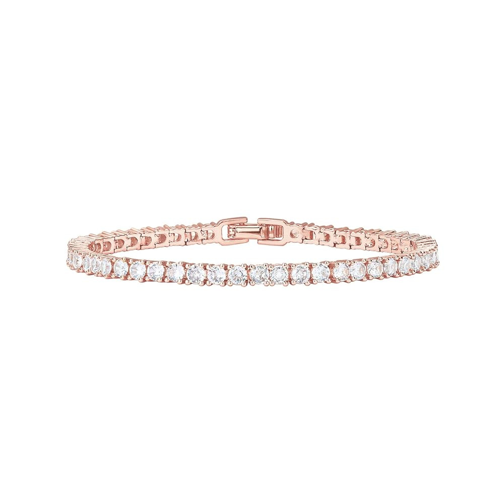 PAVOI 14K Gold Plated 3mm Cubic Zirconia Classic Tennis Bracelet | Gold Bracelets for Women | Siz... | Amazon (US)