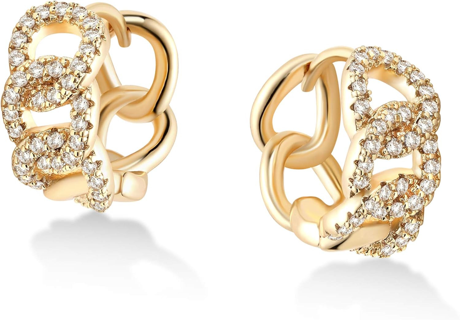 VACRONA Cubic Zirconia Huggie Earrings 14k Gold Plated Tiny Cuff Earrings Small Huggie Hoop Earri... | Amazon (US)