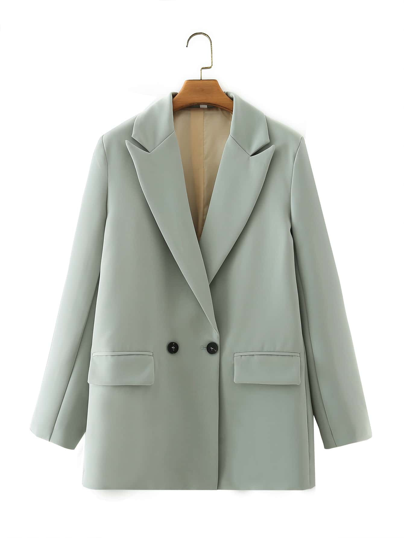 Double Breasted Lapel Neck Blazer | SHEIN