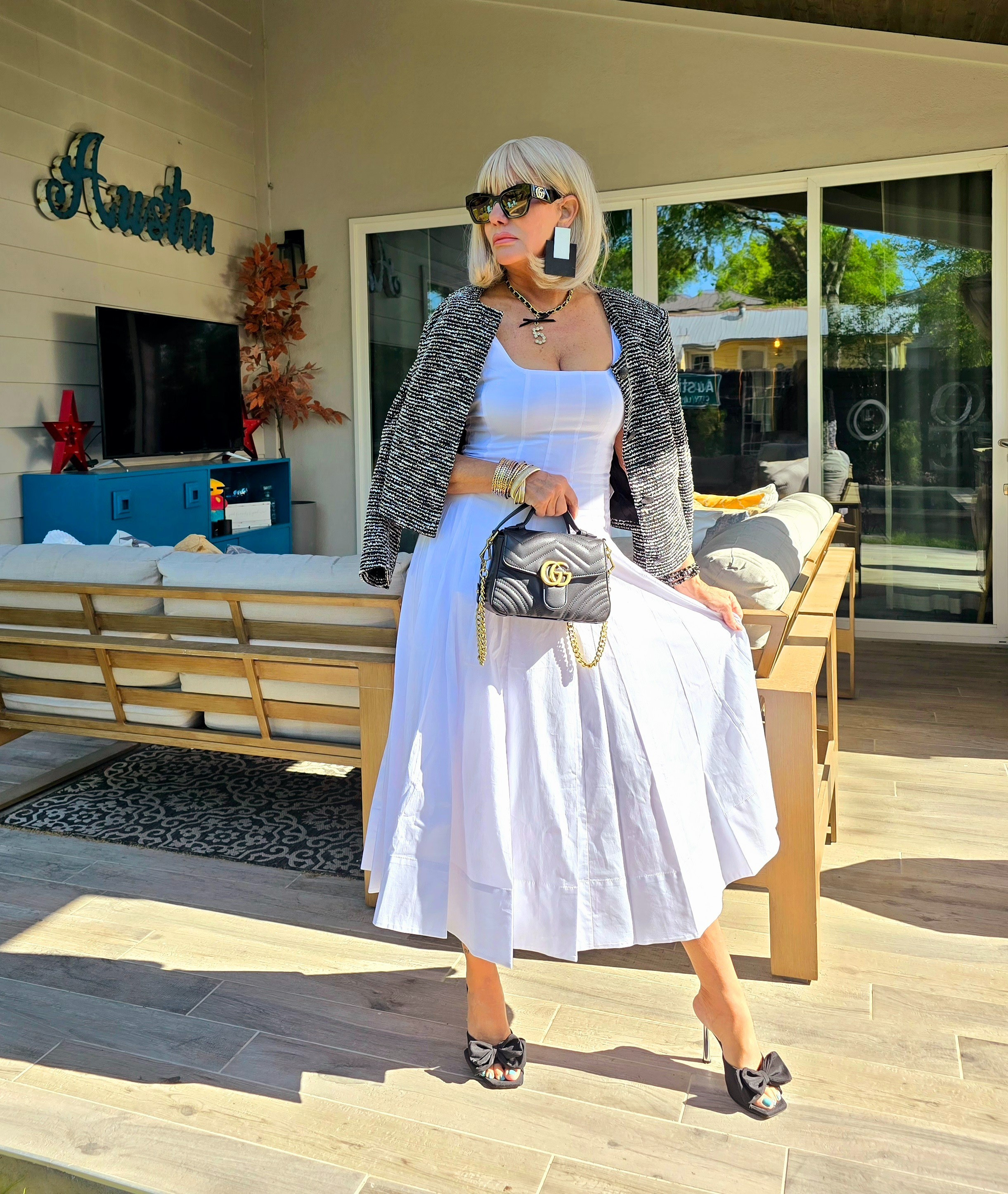 Staud Wells Dress Gucci Bag Gucci Sunnies Gianni Bini Heels 

#LTKSeasonal #LTKstyletip #LTKshoecrush