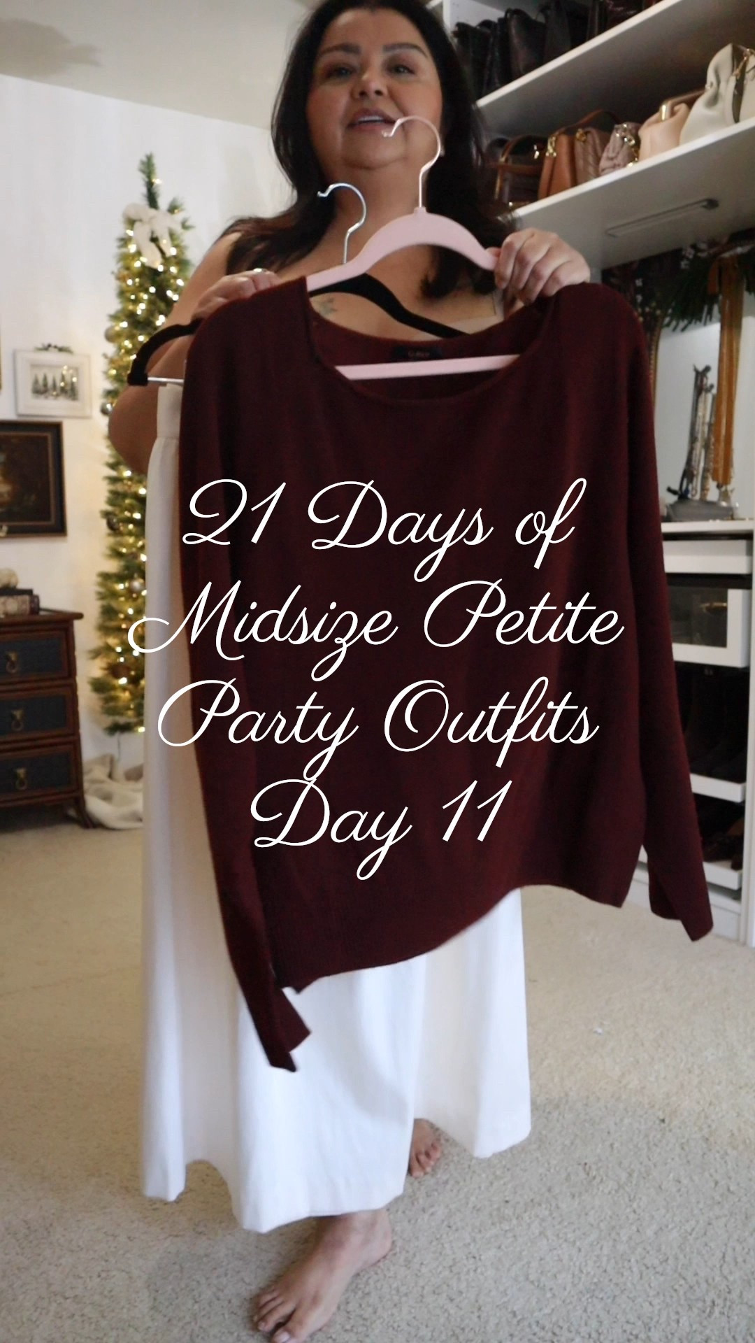 21 days of midsize petite holiday outfits, day 11.  Burgundy + winter white equals a luxurious color combination.  Bonus that the sweater is the softest cashmere!

#LTKHoliday #LTKMidsize #LTKPetite