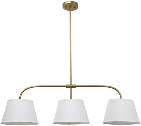 Pathson 3 Lights Brass Pendant Light with Fabric Lampshades, Rustic Cloth Pendant Lighting Lamp E... | Amazon (US)