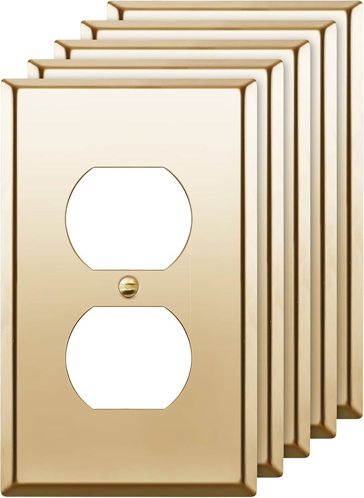 ENERLITES Duplex Receptacle Outlet Metal Wall Plate, Stainless Steel 201 Outlet Cover, Corrosion ... | Amazon (US)