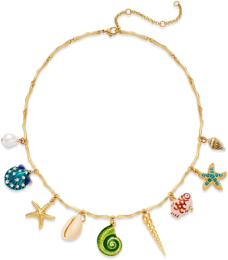 Sea Shell Necklace For Women With Two Layered Necklace Starfish Necklaces Seashell Summer Beach S... | Amazon (US)