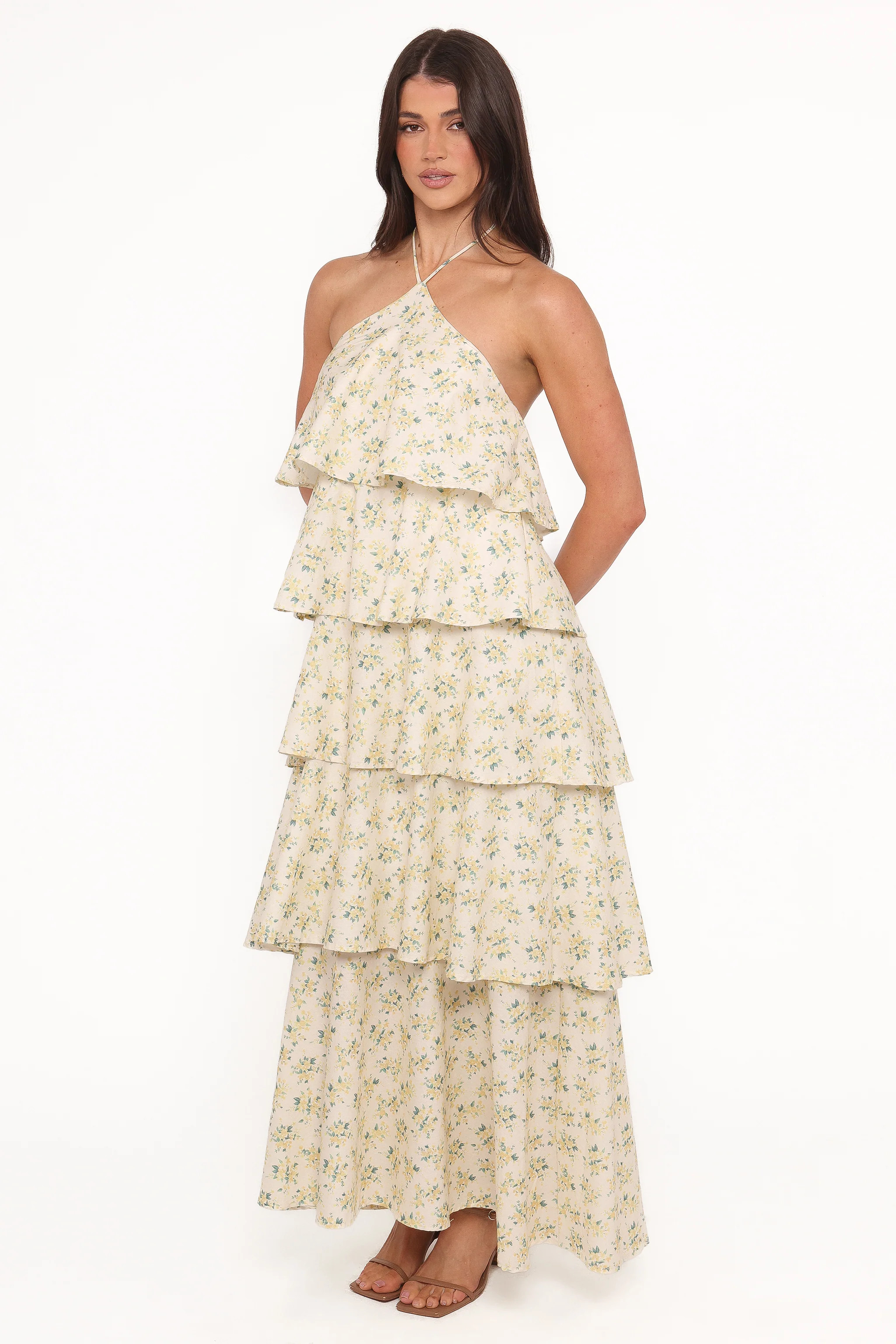 Darlia Halterneck Maxi Dress - Yellow Floral | Petal & Pup (US)