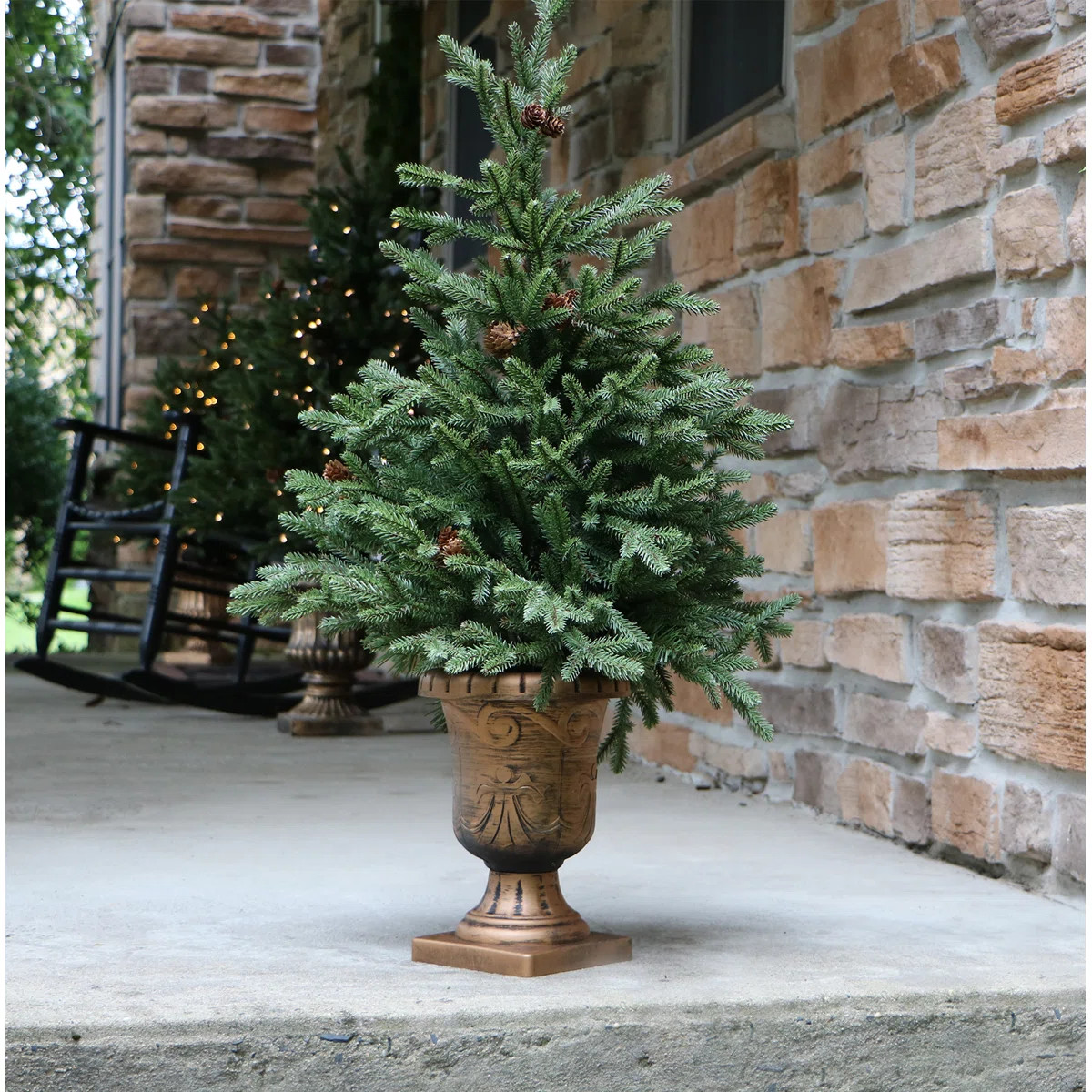 Rustic Farmhouse 48' Lighted Pine Christmas Tree (Set of 2) | Wayfair North America