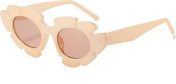 LJCZKA Cat Eye Flower Sunglasses Trendy Chunky Shades Sun Glasses Retro Flower Shape Eyewear Fash... | Amazon (US)