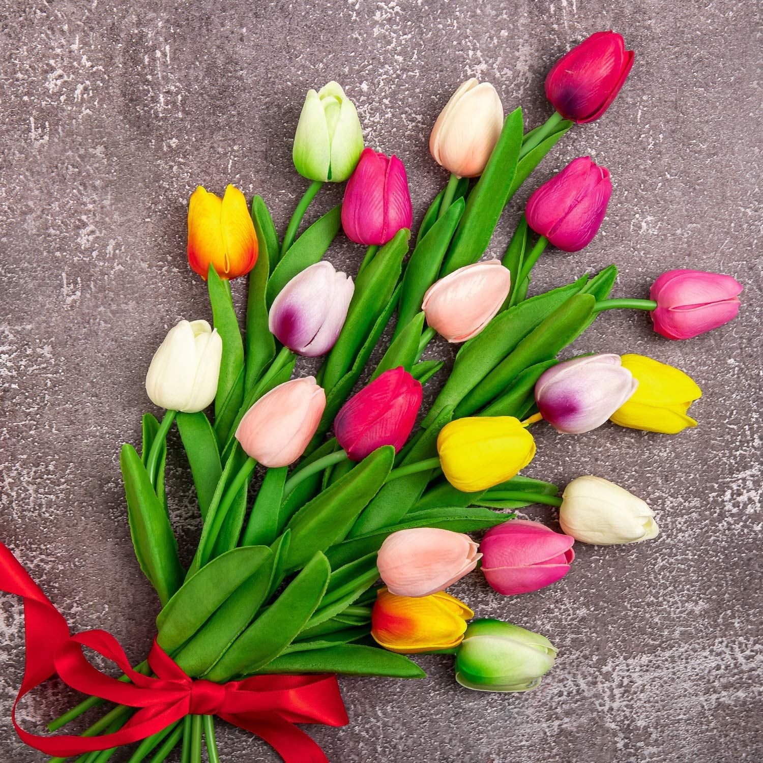20 Pcs Multicolor Tulips Artificial Flowers Faux Tulip Stems Real Feel PU Tulips for Easter Sprin... | Walmart (US)