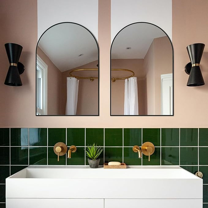 Dolonm 2 PACK 36x24 Inch Arch Wall Mirror, Bathroom Vanity Mirrors, Aluminum Alloy Frame Arch Mir... | Amazon (US)
