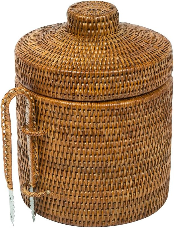 La Jolla Rattan Ice Bucket with Ice Tongs Honey Brown | Amazon (US)