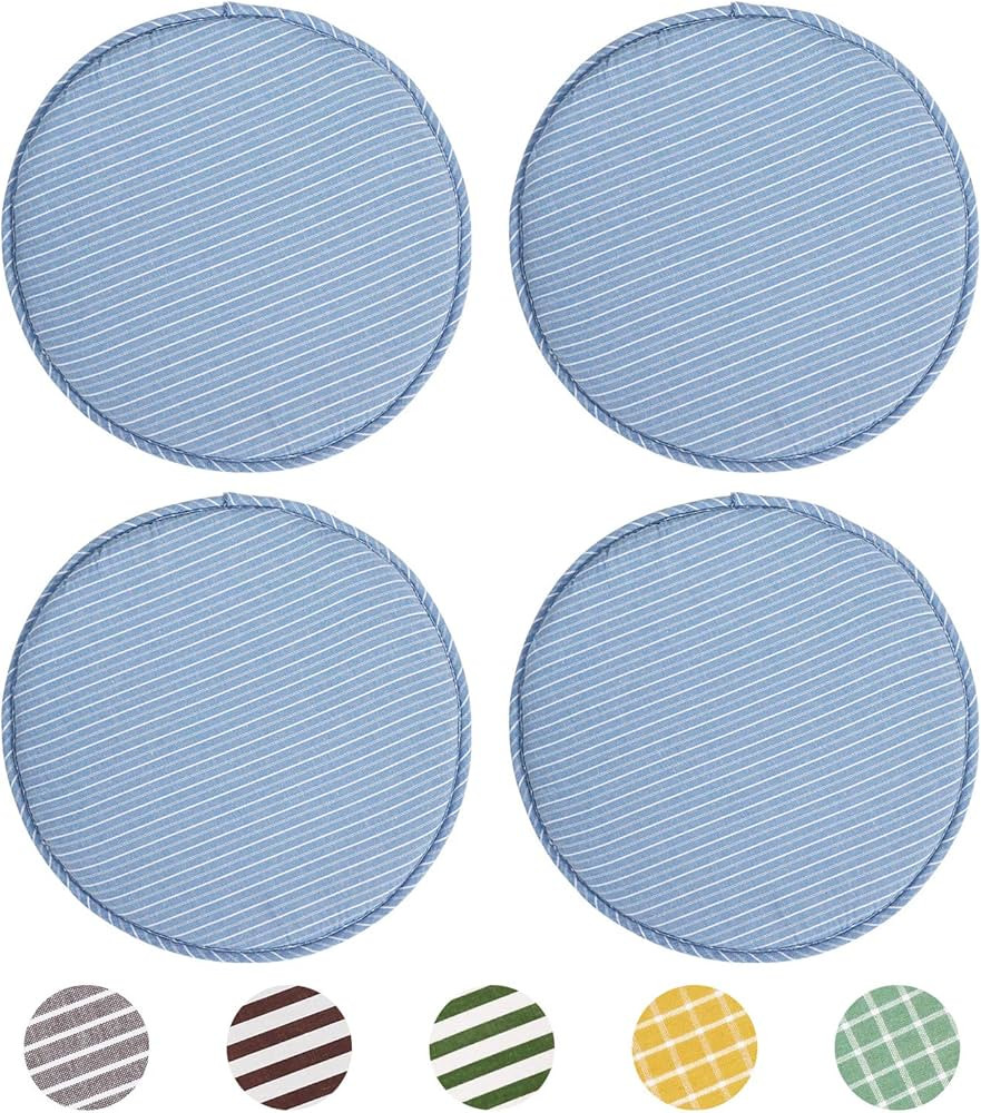 Round Stool Chair Cushions for Kitchen Dining Seat Pads with Ties 4 Pack Non Slip Cushions Pad fo... | Amazon (US)