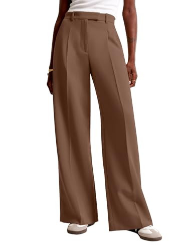 NIMIN Women Wide Leg Pants High Waisted Dressy Work Office Trousers Business Casual Palazzo Pants 2025 Fashion Outfits Brown | Amazon (US)
