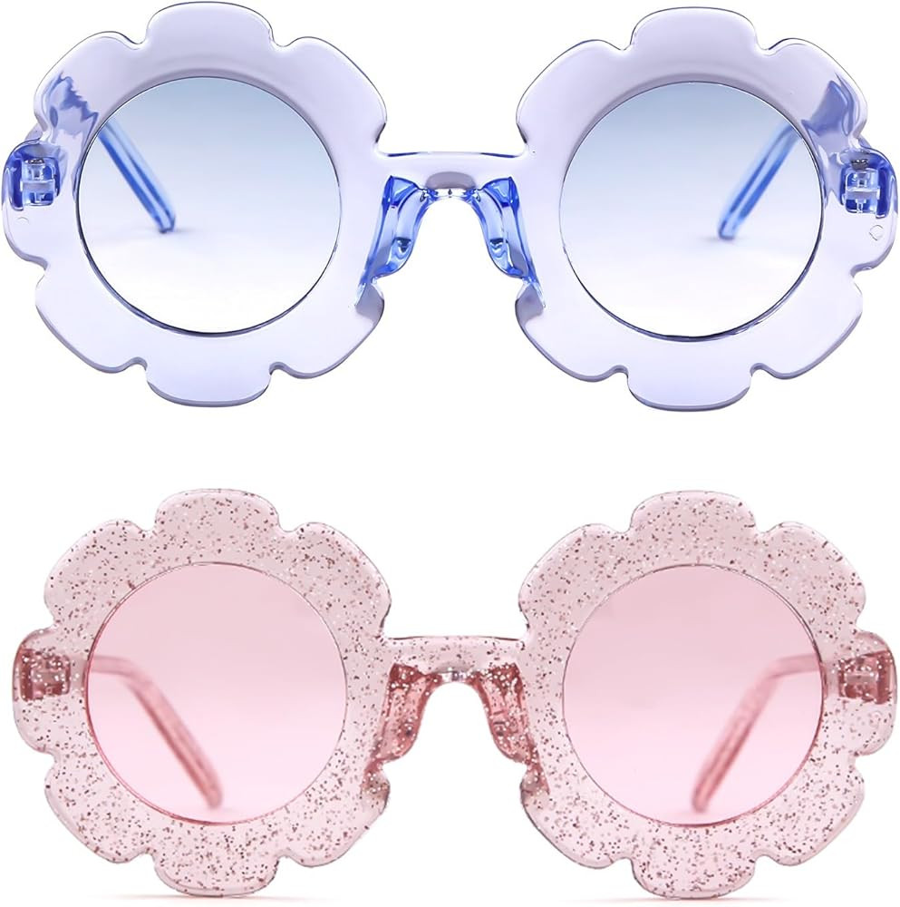 ADE WU Sunglasses for Kids Round Flower Cute Glasses UV 400 Protection Children Girl Boy Gifts | Amazon (US)