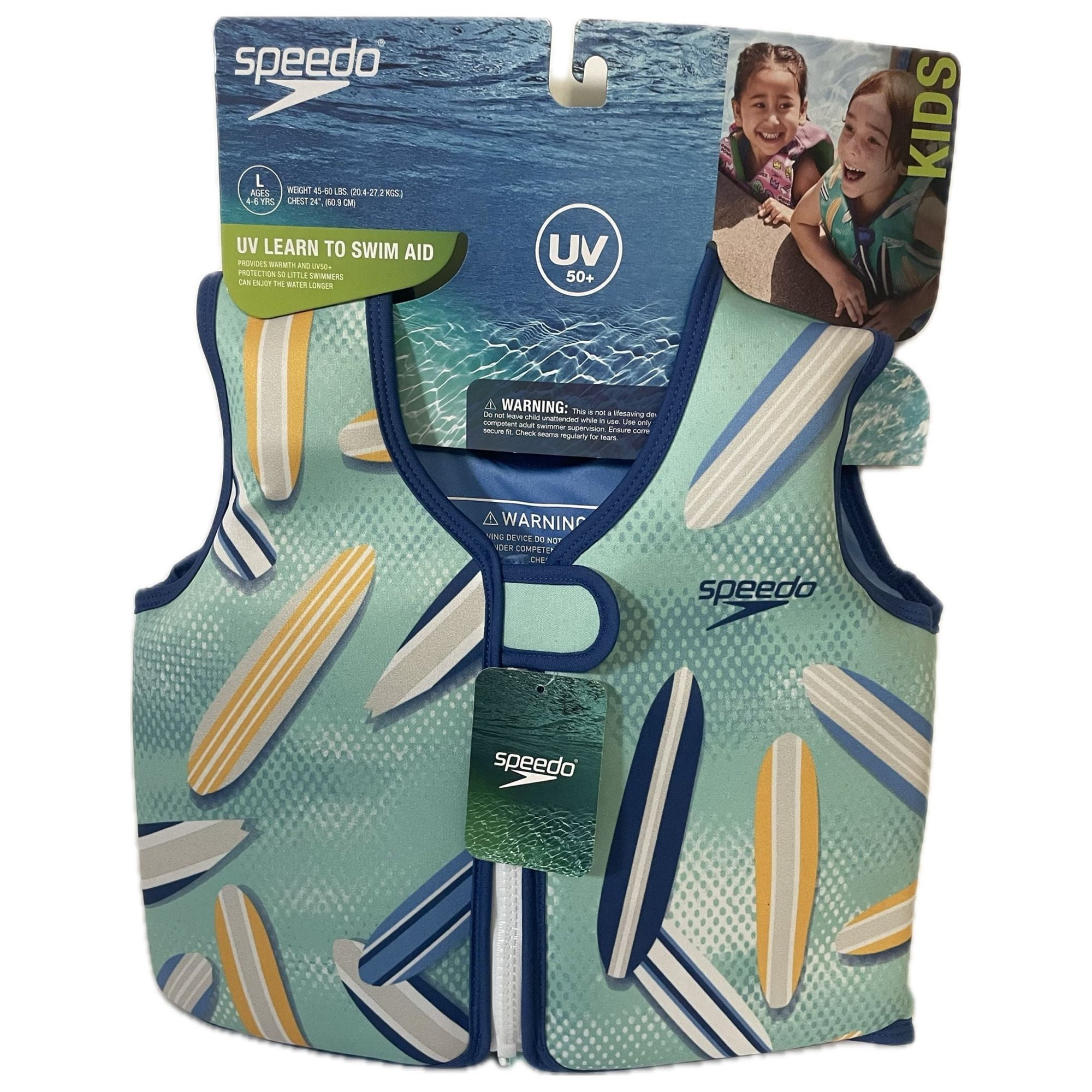 Speedo Kids' UV50+ Blockthburn Swim Thermal Vest  - Large, Blue &Green | Walmart (US)