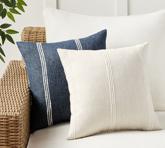 Sunbrella\u00ae Recycled Candlewick Striped Outdoor Pillow | Pottery Barn (US)