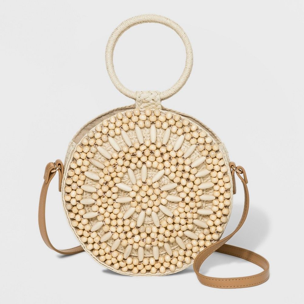 Beaded Circle Crossbody Bag - A New Day Natural, Women's, White | Target